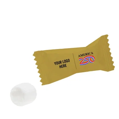 Wrapped mint carrying America250 artwork on a two-inch wrapper