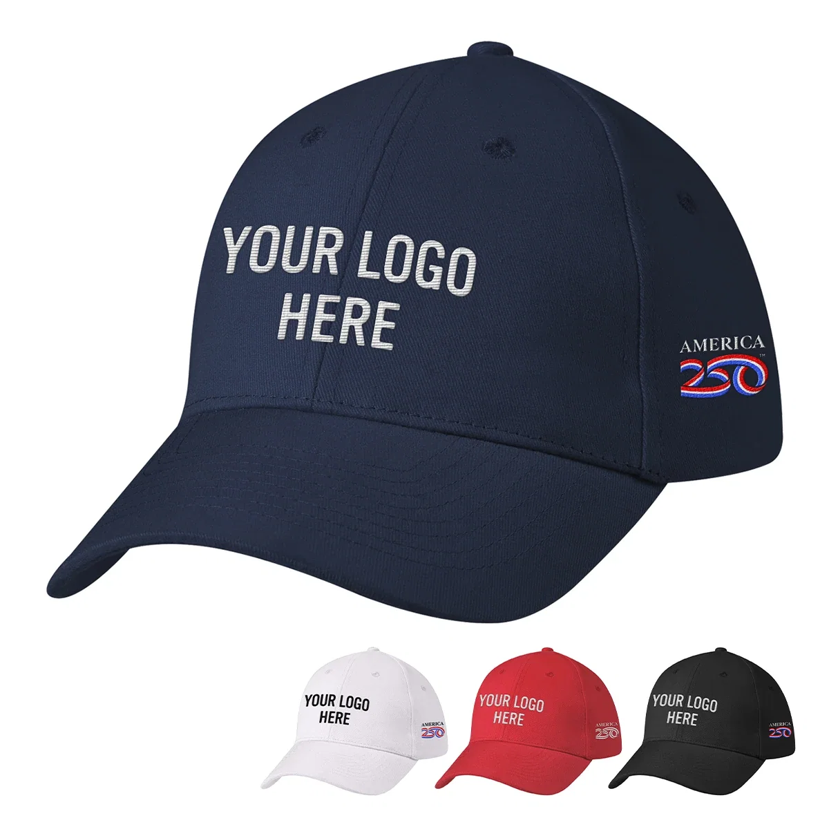 Side profile of the hat showing its curved bill