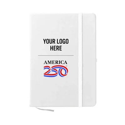America250 notebook made from recycled material, shown closed from the front