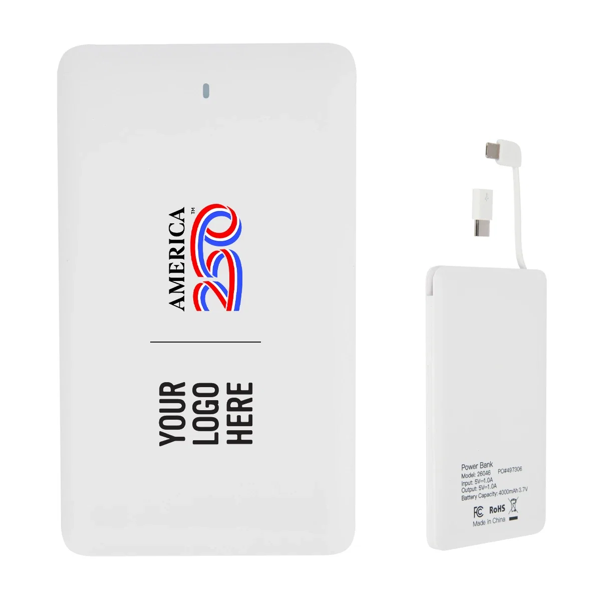 America250™ Slim 4,000 mAh 3-In-1 Power Bank — view 2