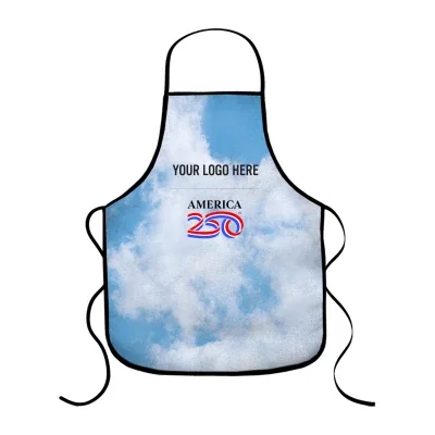 Apron from the America250 collection laid flat with ties extended