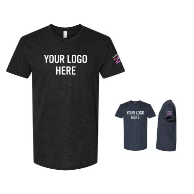 Triblend crew tee shown in a heathered tri-black finish