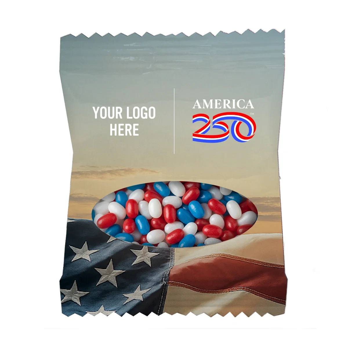Front panel of the small treat bag offering a full color print area