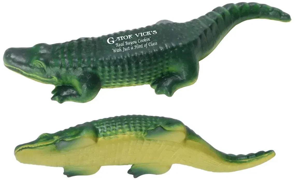 Custom American Alligator stress reliever, branded alligator-shaped squeeze toy giveaway