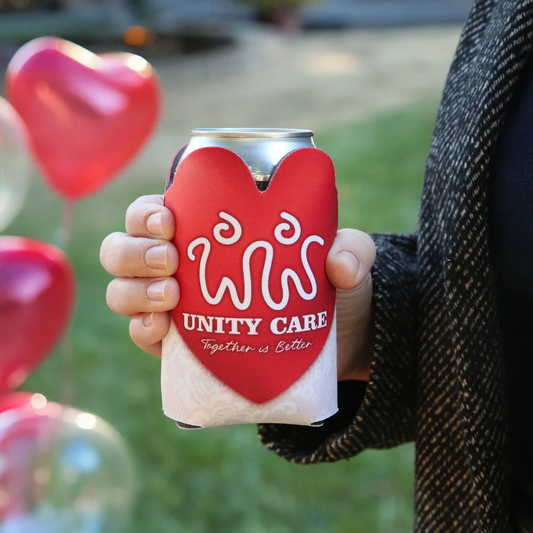 American Made Pointy Ears Can Cooler held in hand