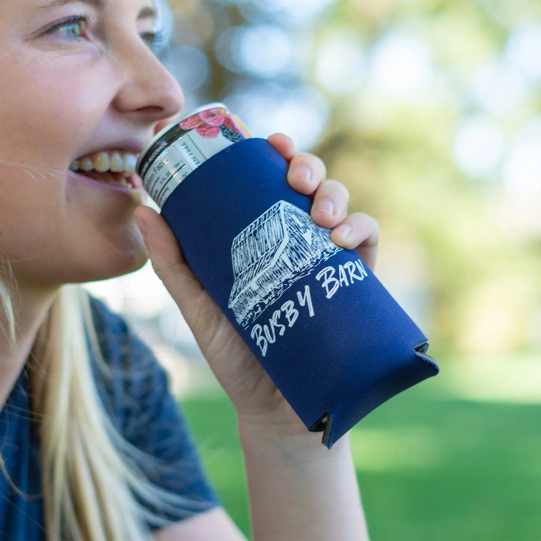 American Made Slim Can Cooler held in hand