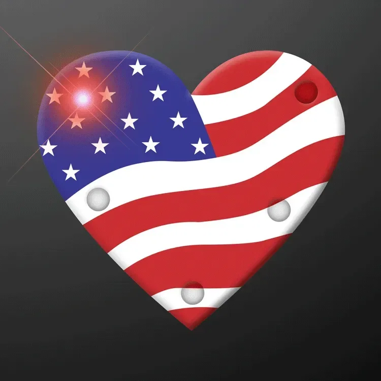 American USA LED Flashing Heart Pin Badge — view 4