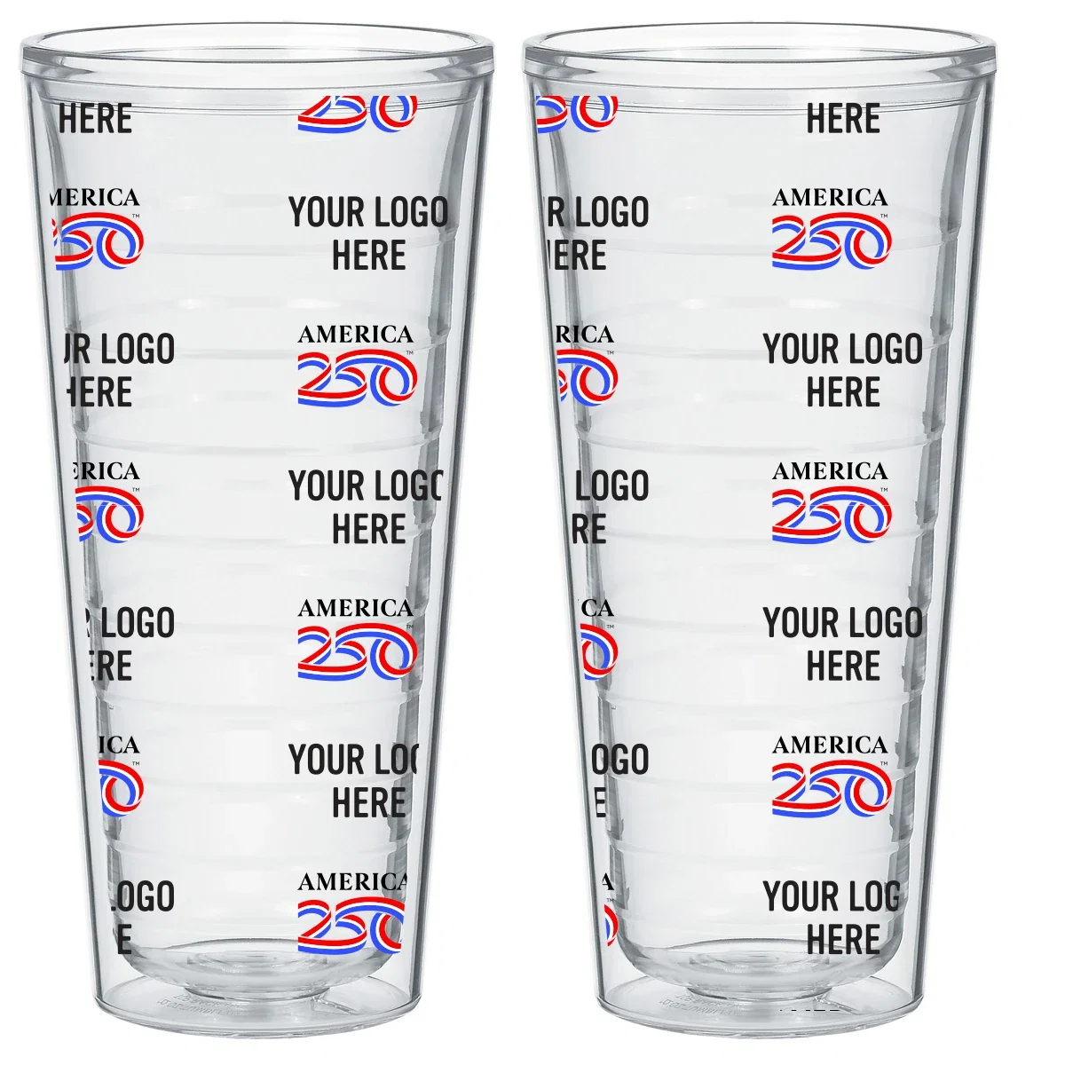 Angled view of the twenty-two ounce clear cup