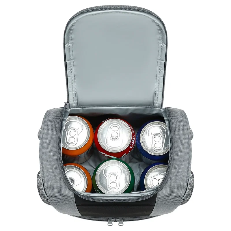 Close-up of the Americana RPET 2-Compartment Lunch Cooler Bag's zipper and stitching detail