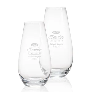 Lead Free Crystalline Vase with Thick Base Flowing Into Sides