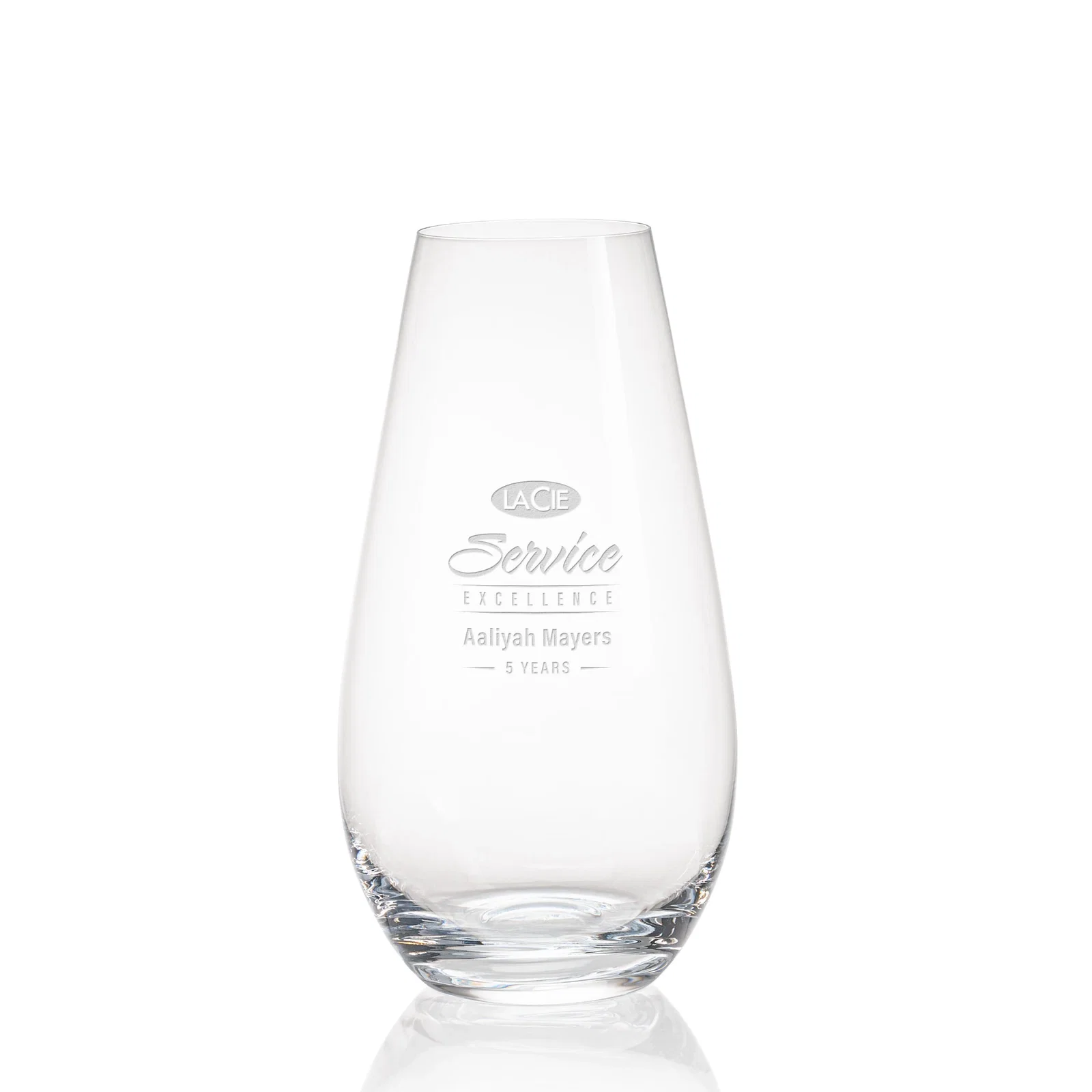 Custom Lead Free Crystalline Vase with Thick Base Flowing Into Sides for corporate award ceremonies