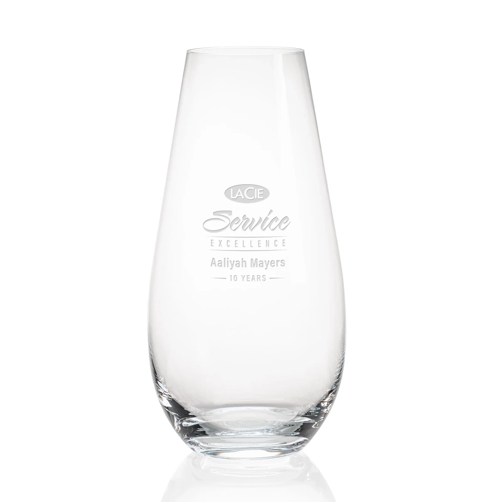 Custom Lead Free Crystalline Vase with Thick Base Flowing Into Sides for service anniversary gifts