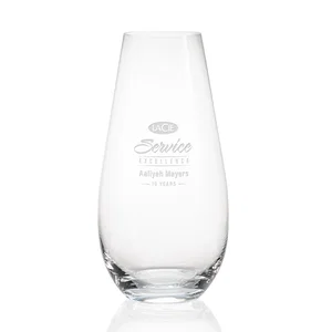 Lead Free Crystalline Vase with Thick Base Flowing Into Sides