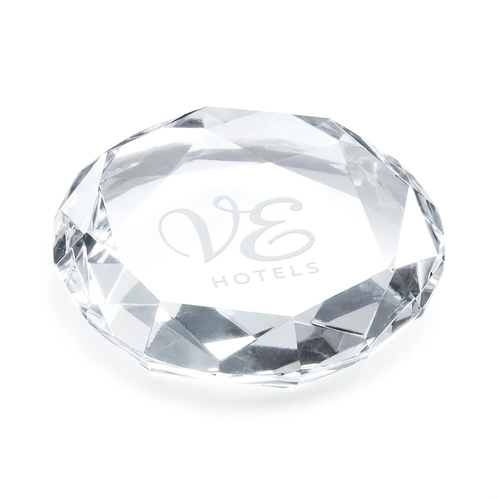 Custom Gem-Cut Octagon Crystal Paperweight, 2.75" x 0.75", client appreciation gift for employee recognition