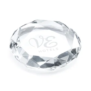 Gem-Cut Octagon Crystal Paperweight, 2.75" x 0.75"