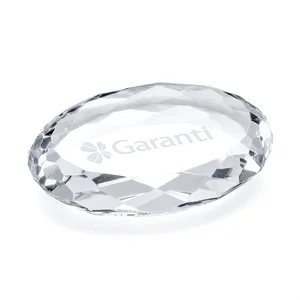 Gem-Cut Oval Crystal Paperweight, 4" x 2.875"