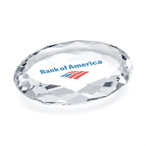 Gem-Cut Oval Crystal Paperweight, 4" x 2.875"