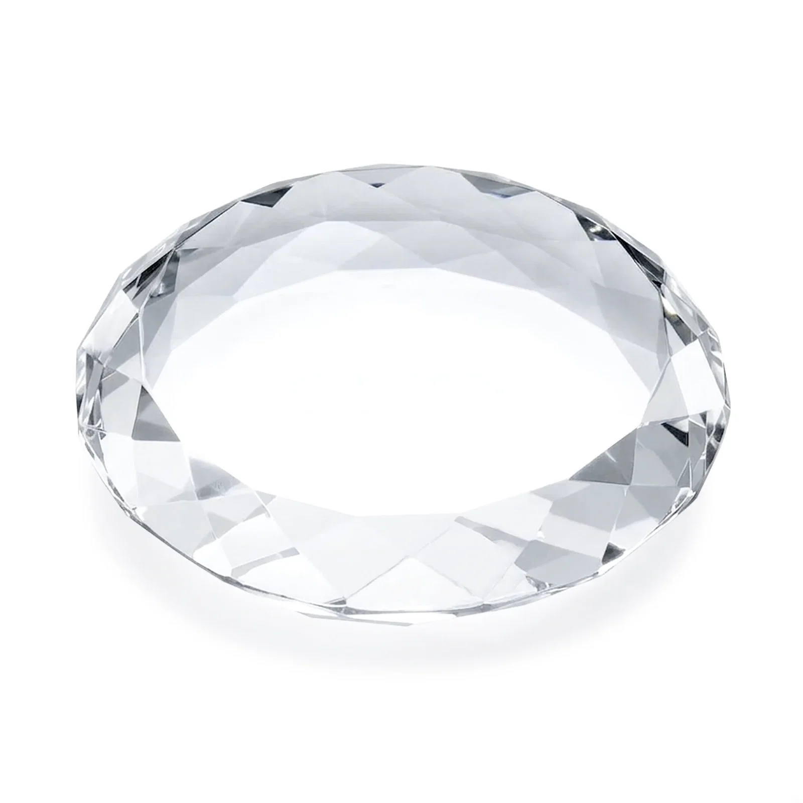 Custom Gem-Cut Round Crystal Paperweight, 3.5" x 0.75", client appreciation gift for team milestone celebrations