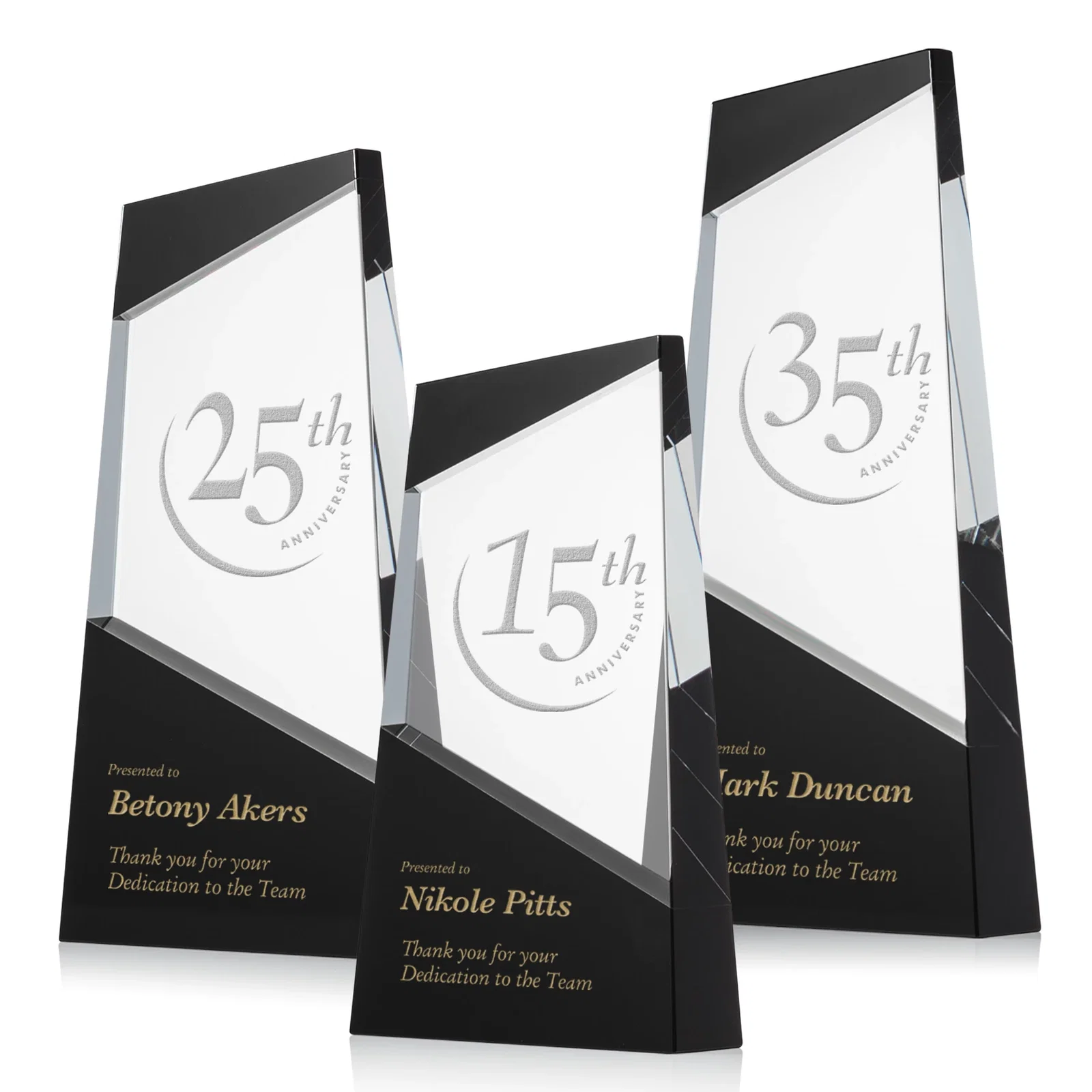 Custom Ebony and Clear Optical Crystal Angled Wedge Award, awards for employee recognition