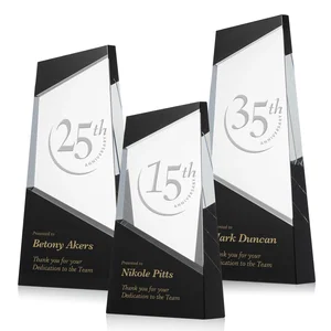 Ebony and Clear Optical Crystal Angled Wedge Award
