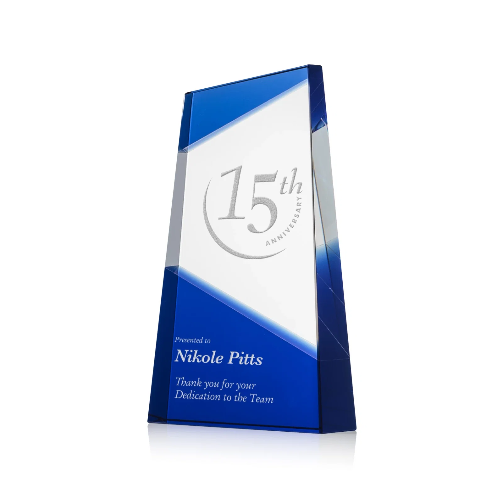 Custom Ebony and Clear Optical Crystal Angled Wedge Award, awards for volunteer appreciation