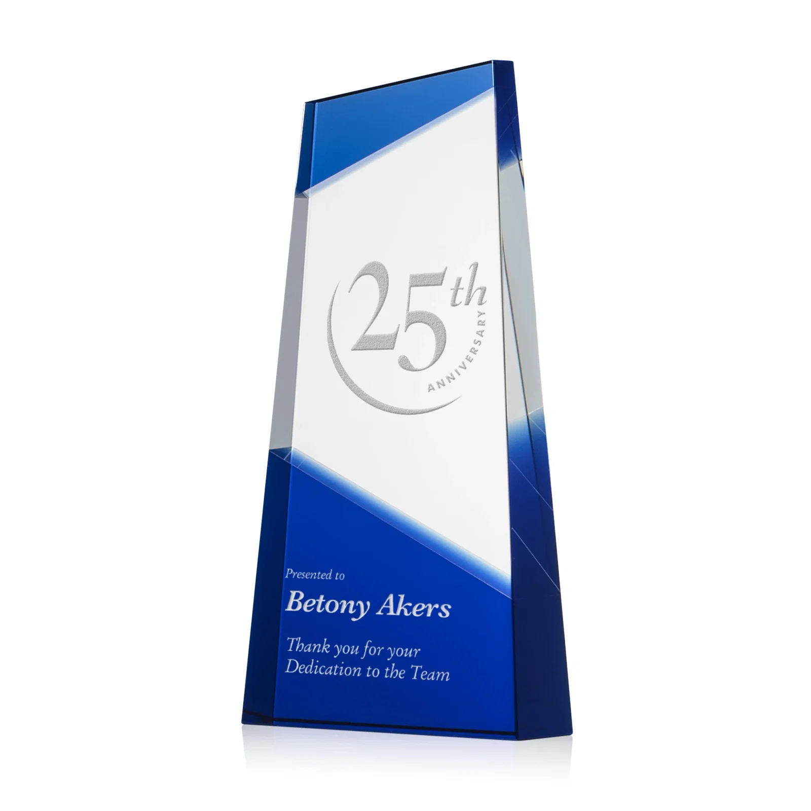 Custom Ebony and Clear Optical Crystal Angled Wedge Award, awards for dealer and partner awards
