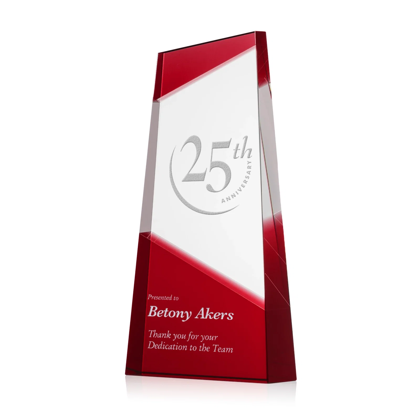 Personalized Ebony and Clear Optical Crystal Angled Wedge Award, awards for service anniversary gifts