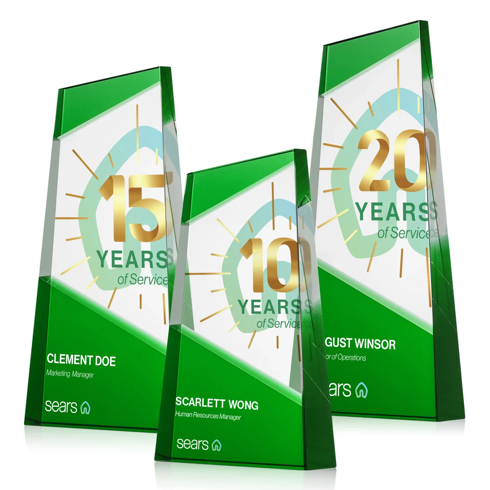 Personalized Ebony and Clear Optical Crystal Angled Wedge Award, awards for retirement presentations