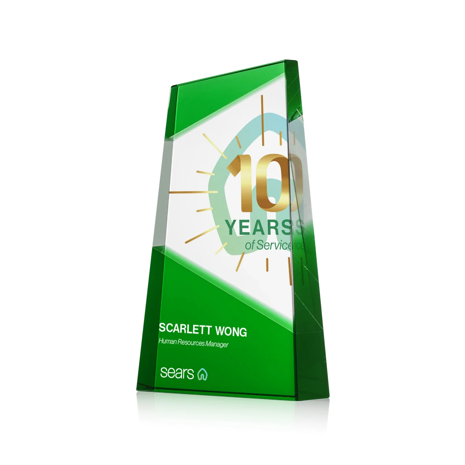 Personalized Ebony and Clear Optical Crystal Angled Wedge Award, awards for team milestone celebrations