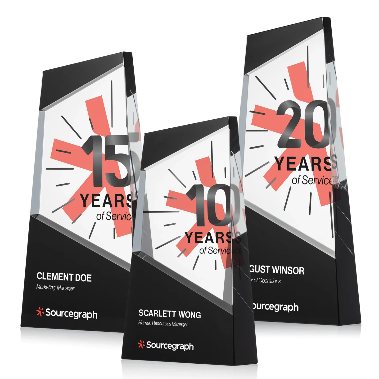 Personalized Ebony and Clear Optical Crystal Angled Wedge Award, awards for safety achievement programs