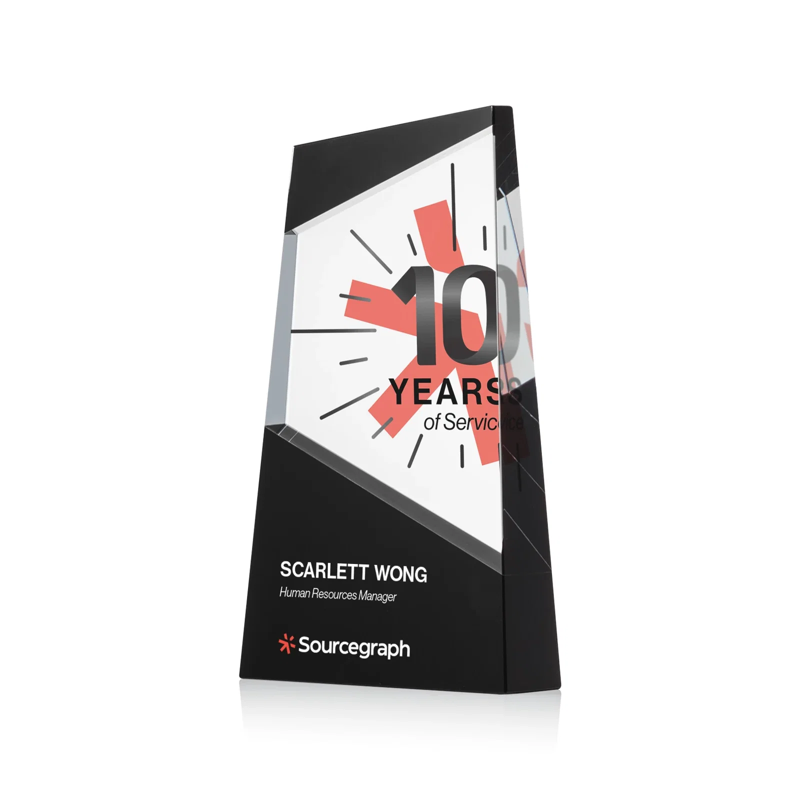 Personalized Ebony and Clear Optical Crystal Angled Wedge Award, awards for volunteer appreciation