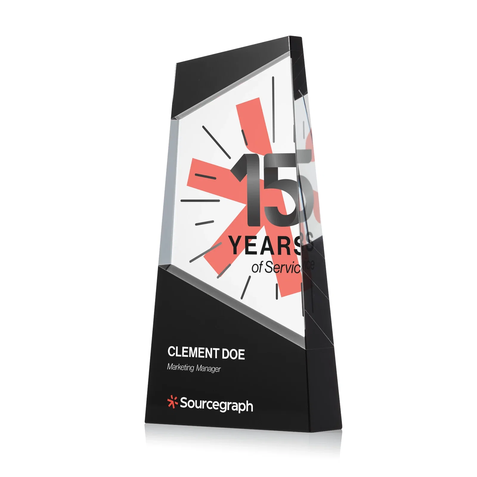 Personalized Ebony and Clear Optical Crystal Angled Wedge Award, awards for dealer and partner awards
