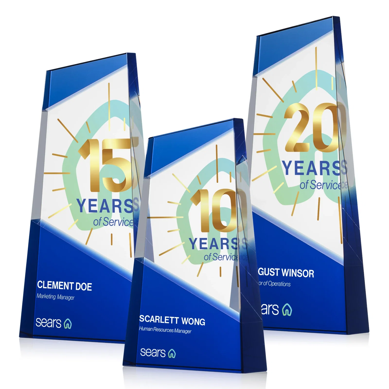 Promotional Ebony and Clear Optical Crystal Angled Wedge Award, awards for employee recognition