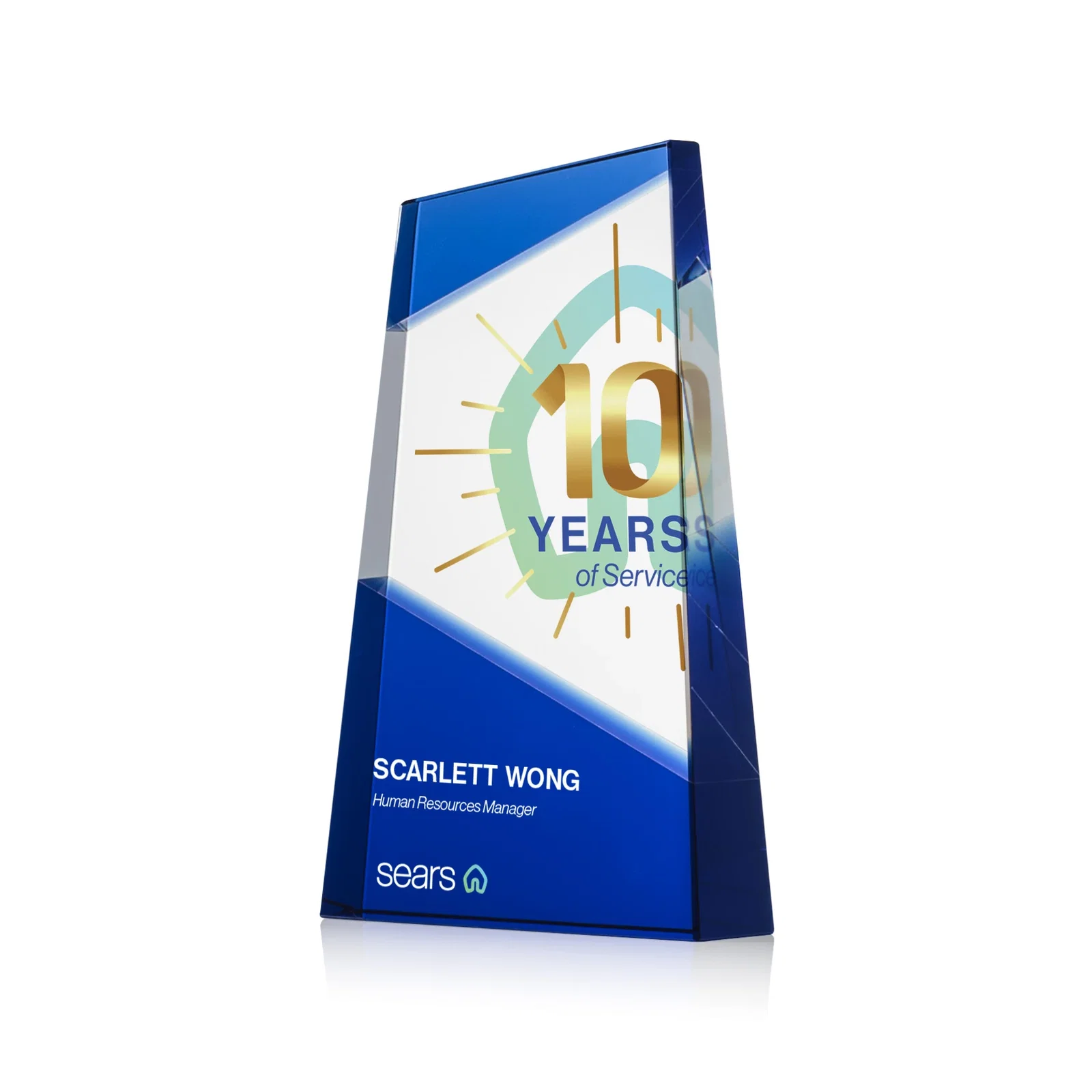 Promotional Ebony and Clear Optical Crystal Angled Wedge Award, awards for corporate award ceremonies