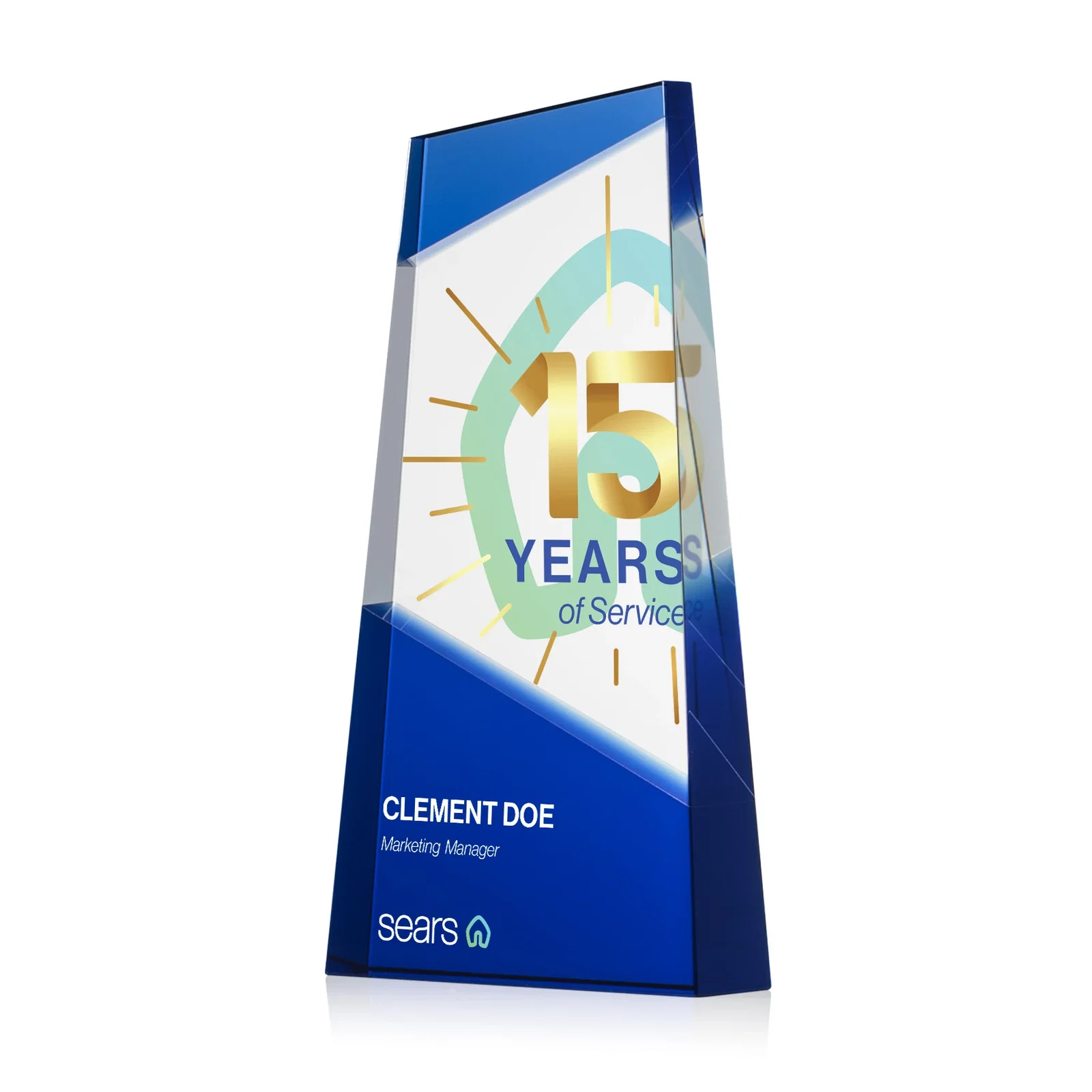 Promotional Ebony and Clear Optical Crystal Angled Wedge Award, awards for service anniversary gifts
