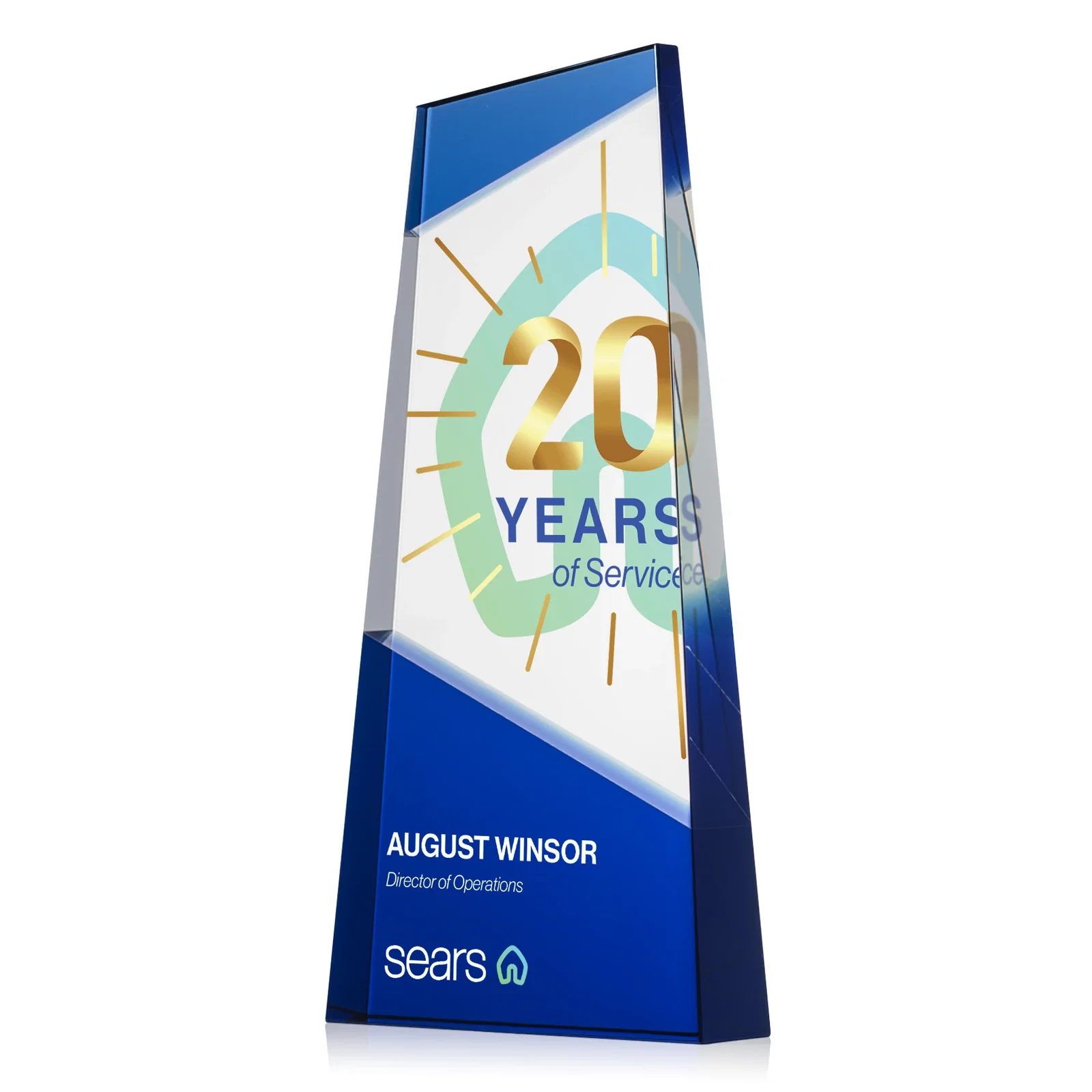 Promotional Ebony and Clear Optical Crystal Angled Wedge Award, awards for sales achievement awards