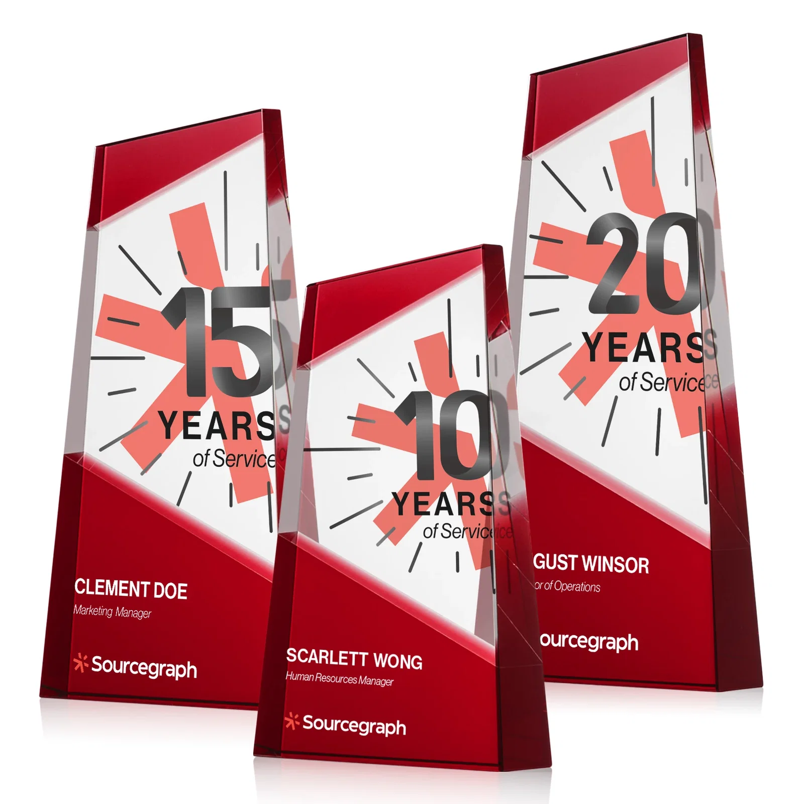 Promotional Ebony and Clear Optical Crystal Angled Wedge Award, awards for retirement presentations