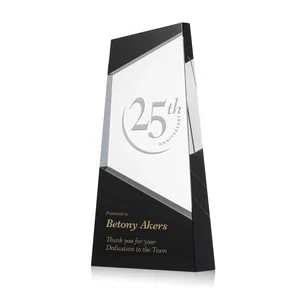 Ebony and Clear Optical Crystal Angled Wedge Award