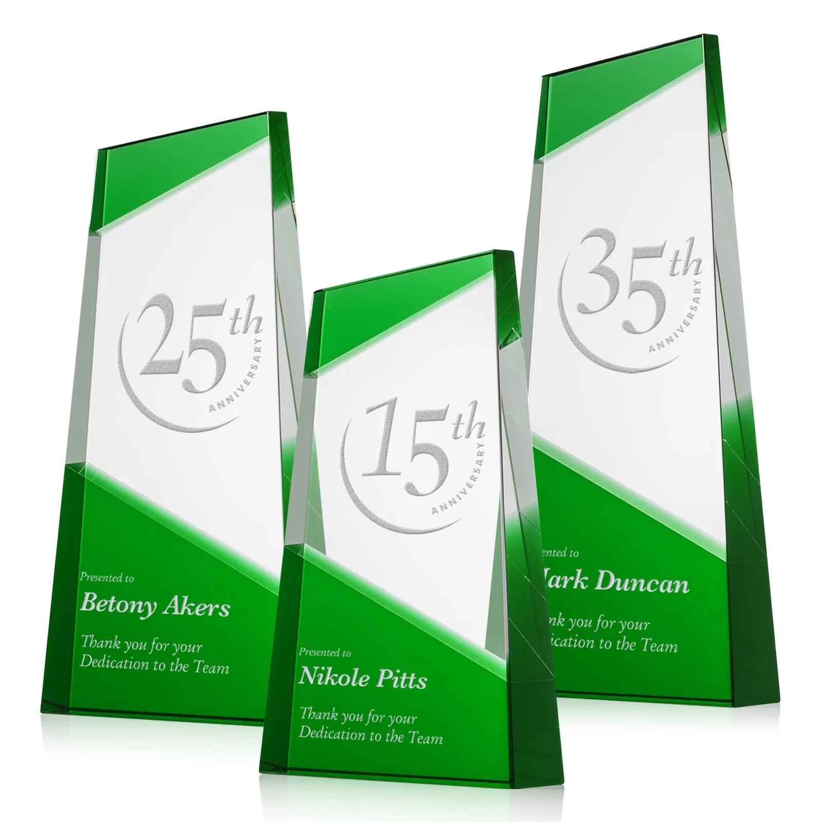 Custom Ebony and Clear Optical Crystal Angled Wedge Award, awards for retirement presentations