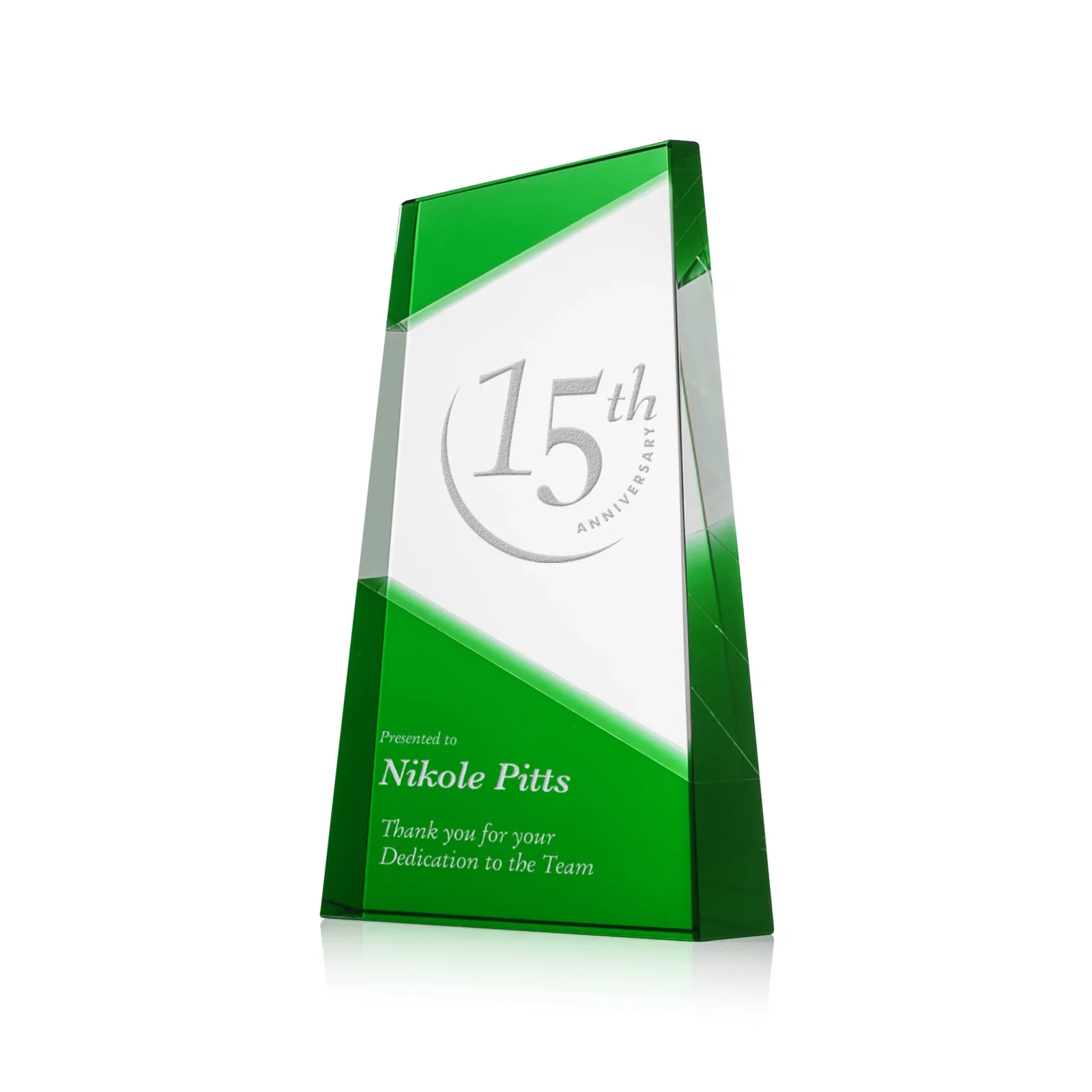 Custom Ebony and Clear Optical Crystal Angled Wedge Award, awards for team milestone celebrations