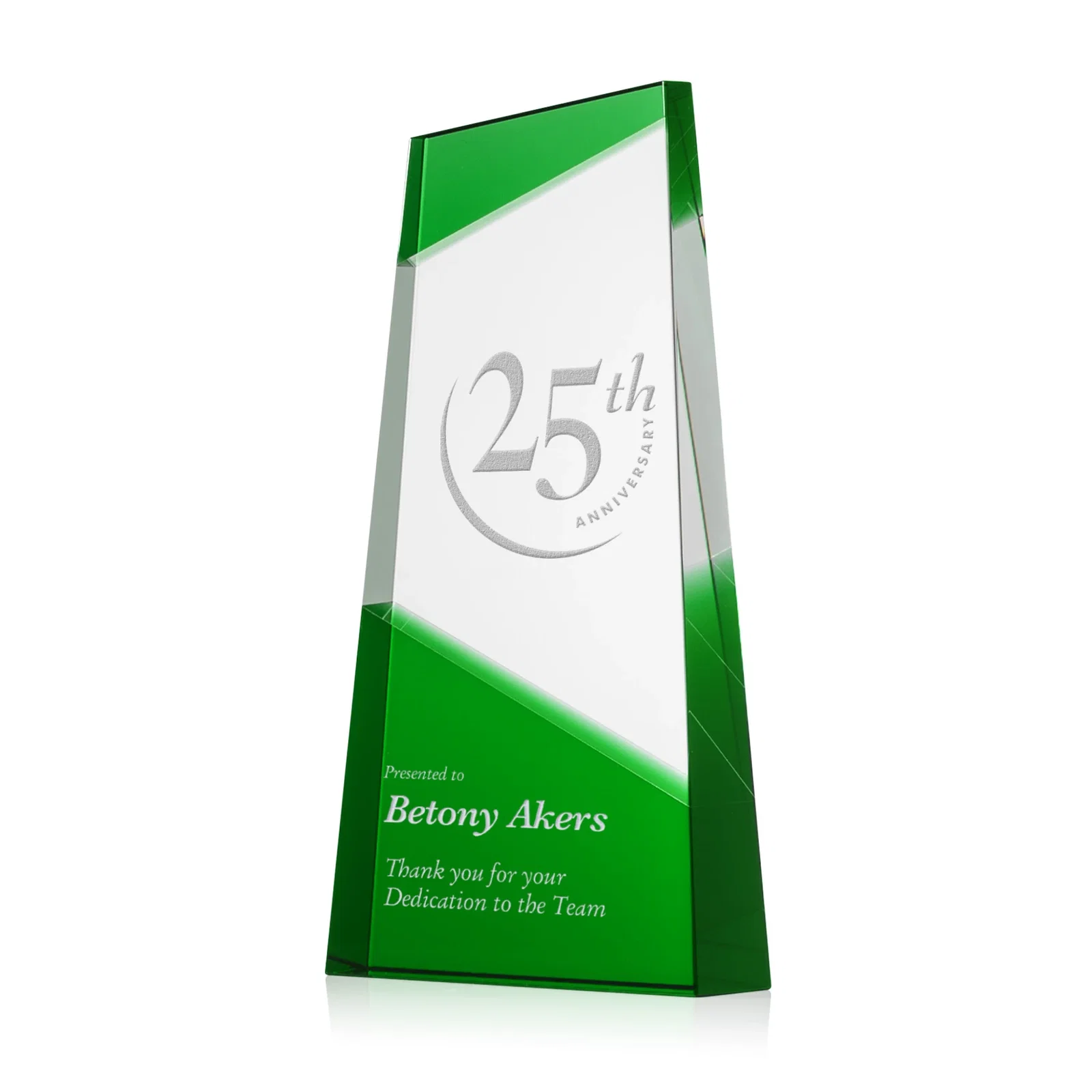 Custom Ebony and Clear Optical Crystal Angled Wedge Award, awards for donor appreciation