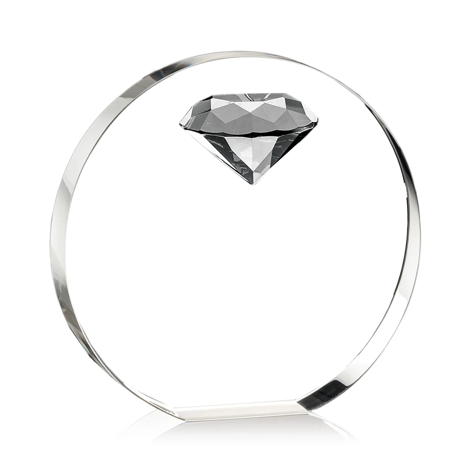 Promotional Optical Crystal Disc Award with Faceted Gemstone for corporate award ceremonies