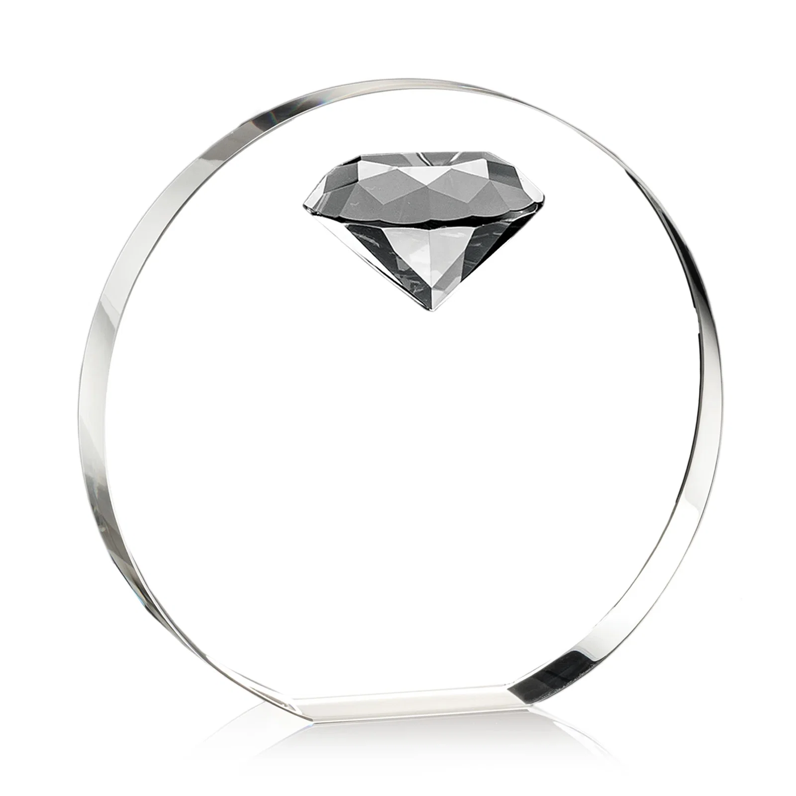 Promotional Optical Crystal Disc Award with Faceted Gemstone for service anniversary gifts