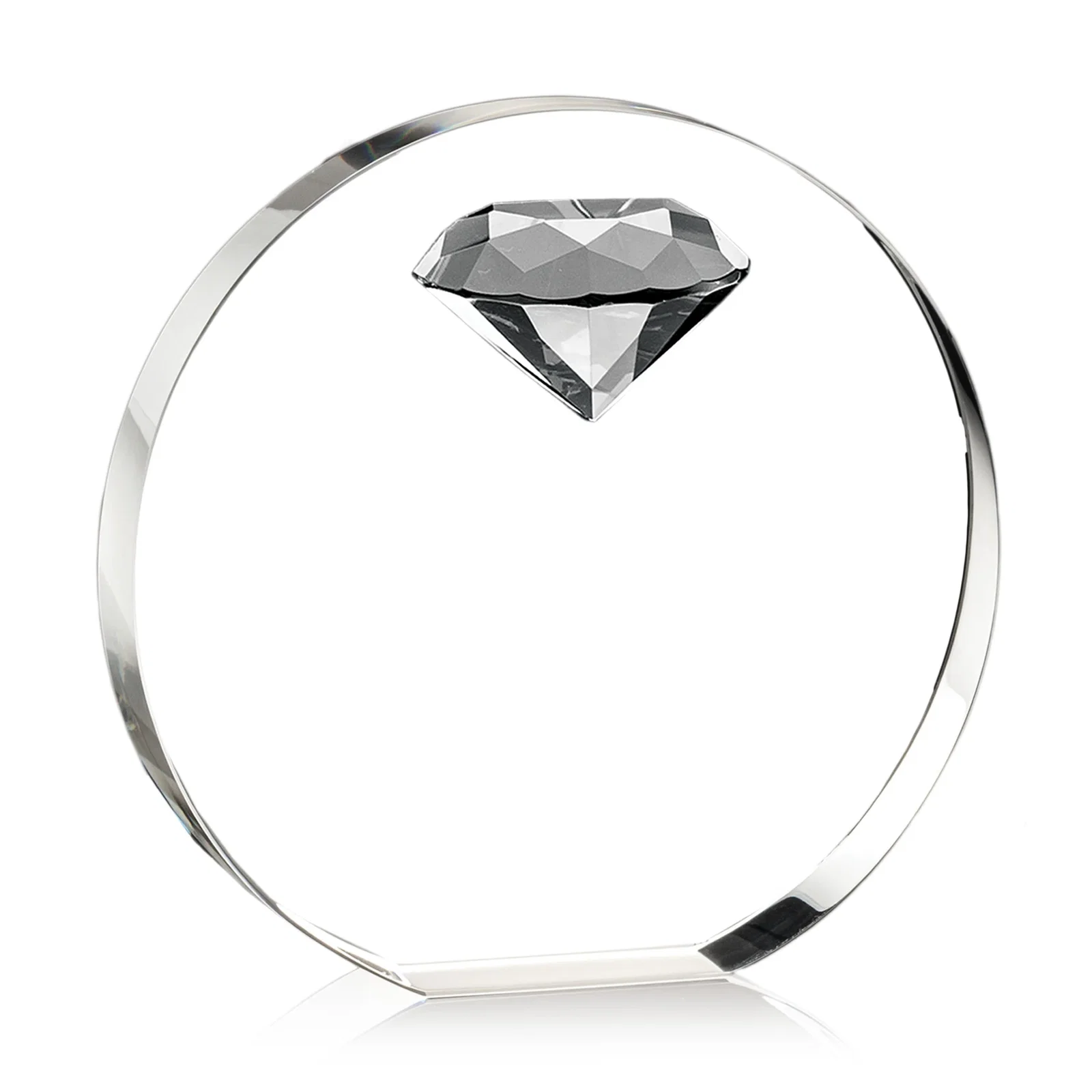 Promotional Optical Crystal Disc Award with Faceted Gemstone for sales achievement awards