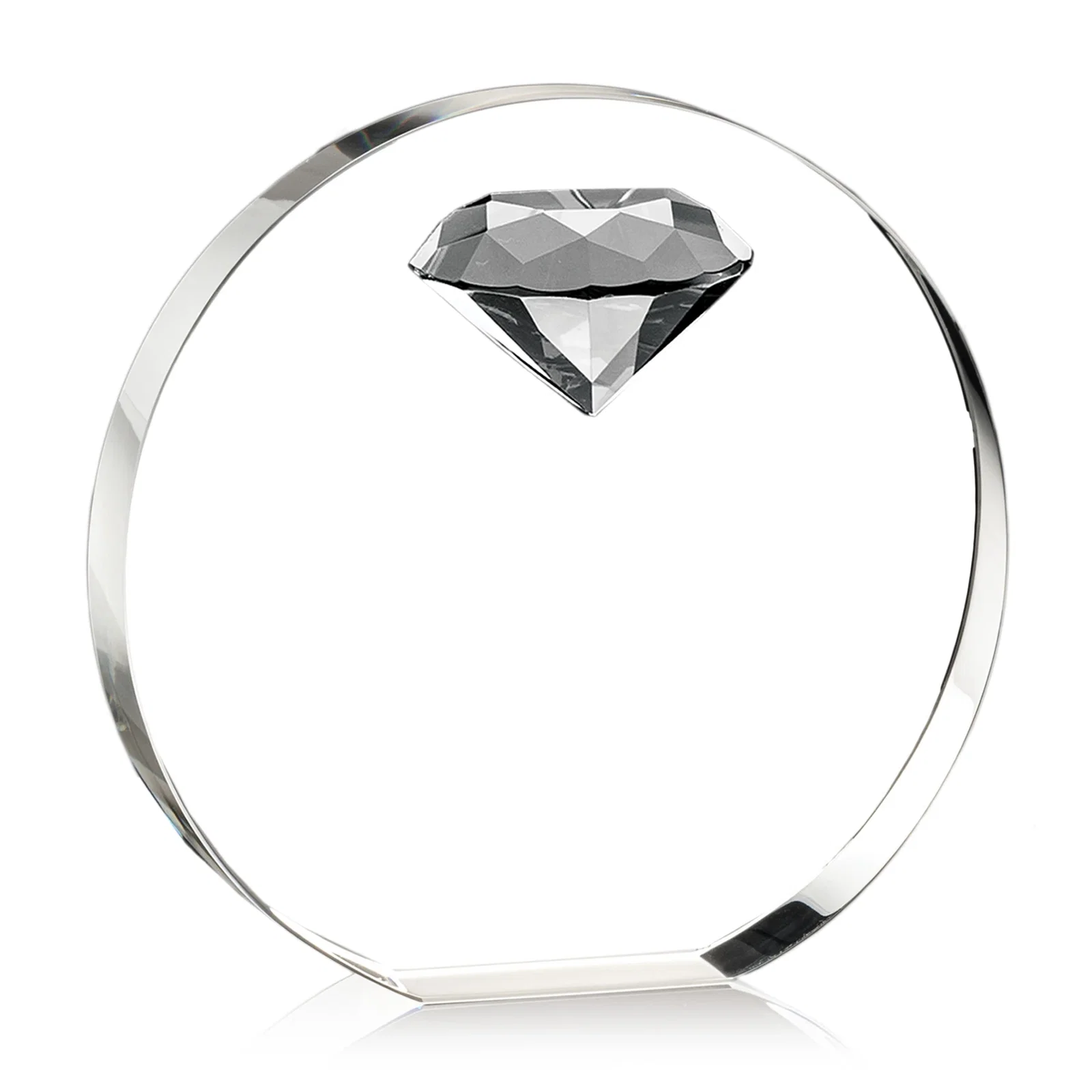 Promotional Optical Crystal Disc Award with Faceted Gemstone for retirement presentations