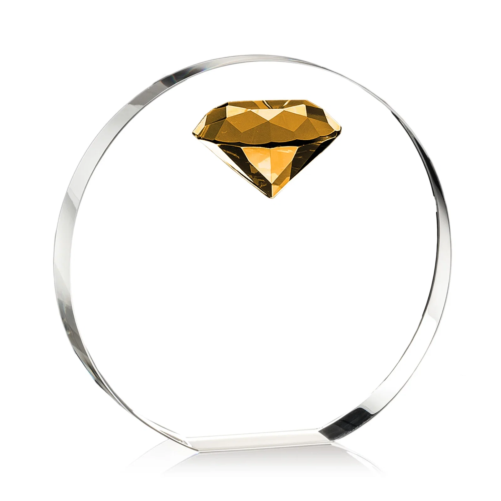 Promotional Optical Crystal Disc Award with Faceted Gemstone for team milestone celebrations