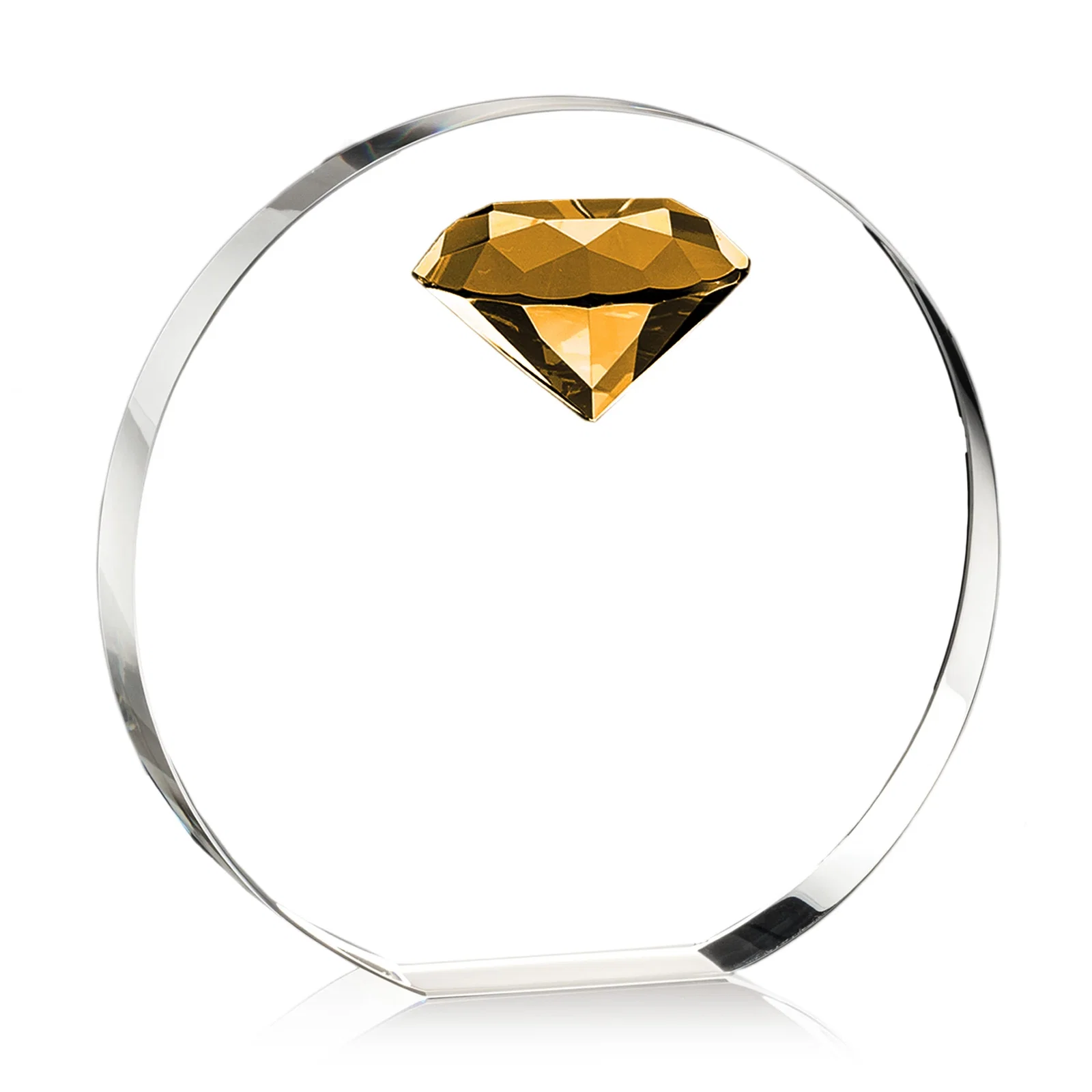 Promotional Optical Crystal Disc Award with Faceted Gemstone for graduation ceremonies