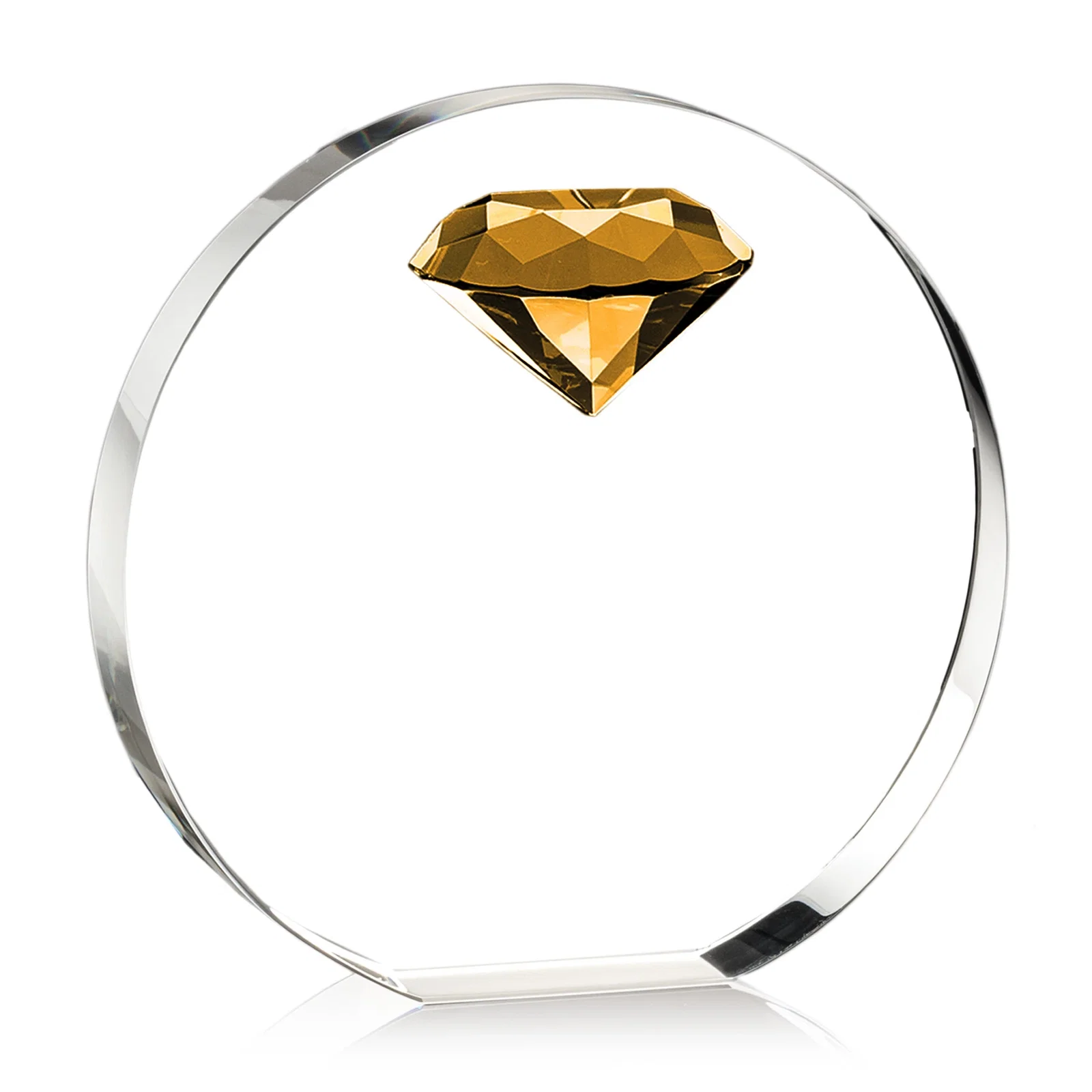 Promotional Optical Crystal Disc Award with Faceted Gemstone for safety achievement programs