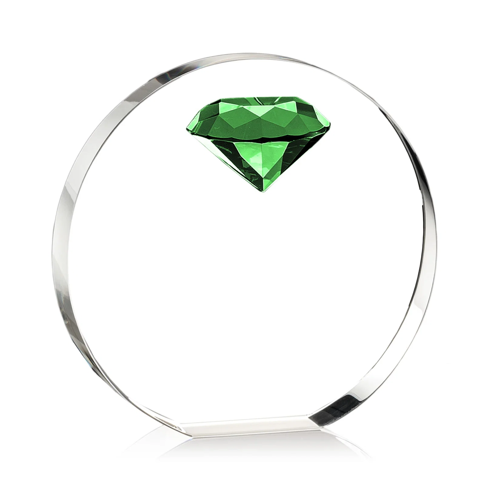 Promotional Optical Crystal Disc Award with Faceted Gemstone for volunteer appreciation