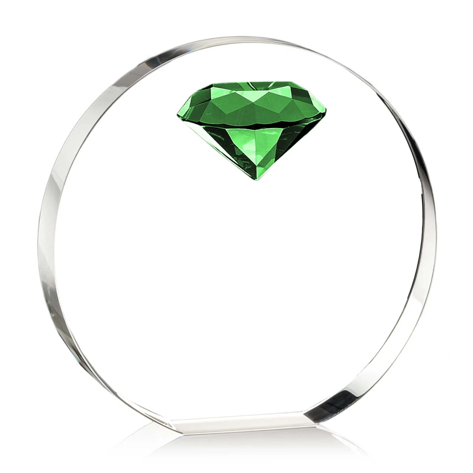 Branded Optical Crystal Disc Award with Faceted Gemstone for employee recognition